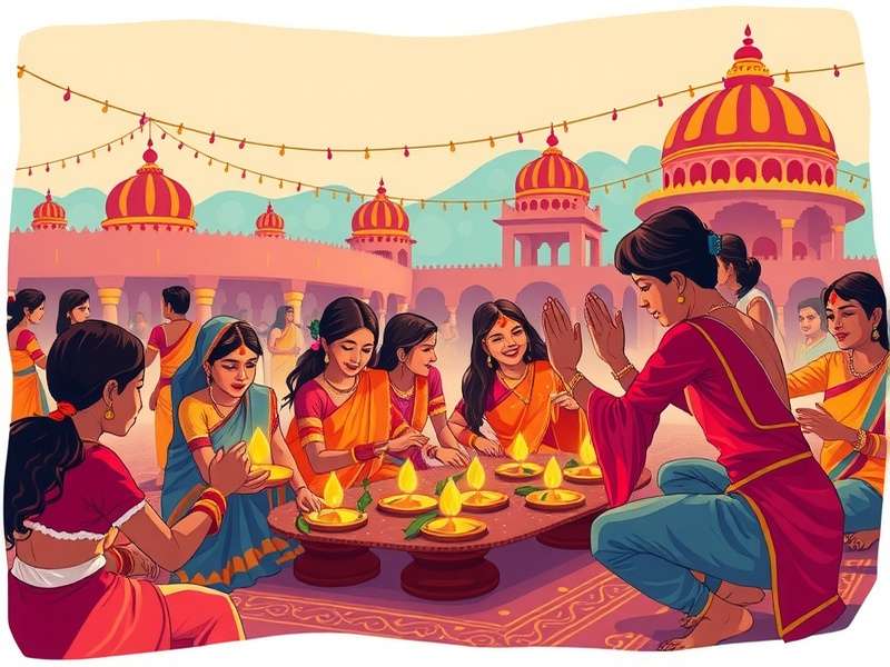 Families and friends playing Navratri Shining Stars at a vibrant Navratri pandal in Gujarat